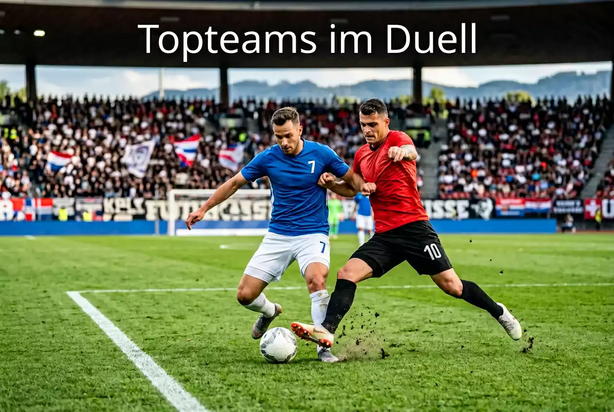 Zwei Schweizer Fussballmannschaften im direkten Duell auf dem Spielfeld