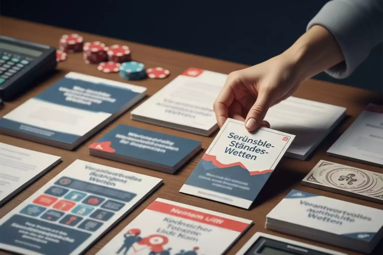 Informationsmaterial zu verantwortungsvollem Spielen auf einem Tisch